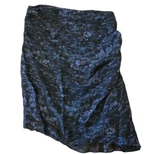 Isabel Marant Silk Mini Skirt Black Blue Print Asymmetric Designer‎